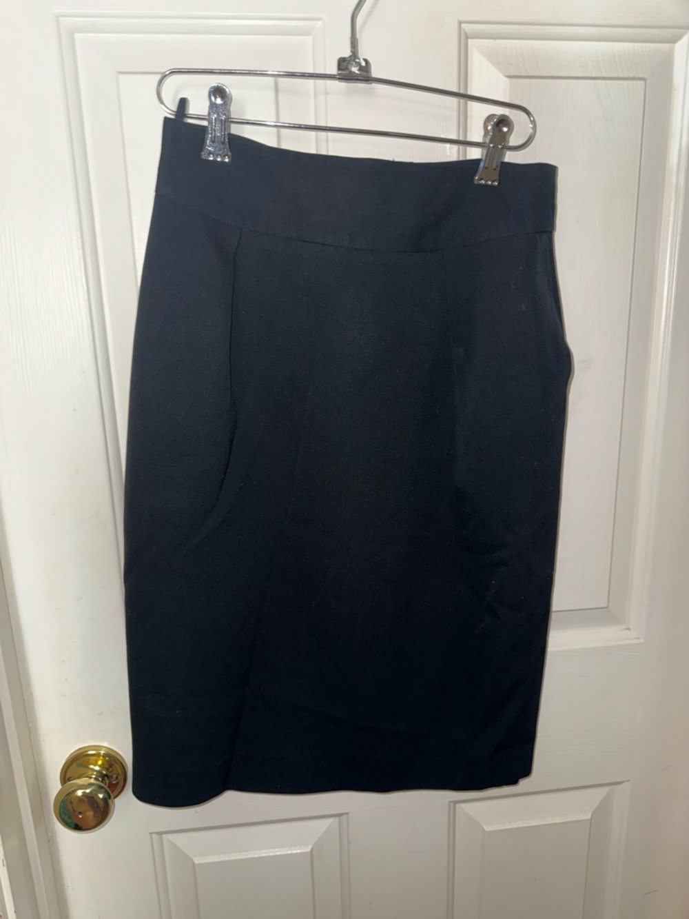 Vintage Paul Stanley 100% Wool Classic Black Pencil Skirt  With Pockets!!! 8